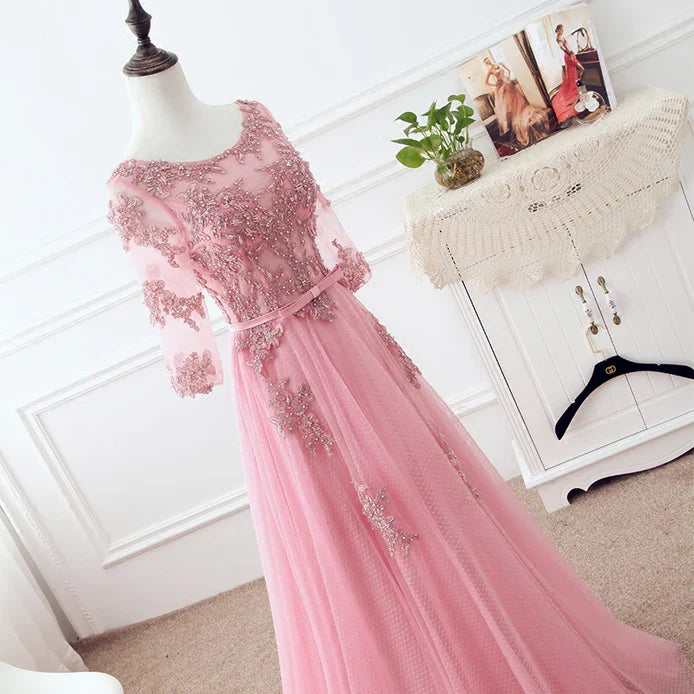 omberprom Tulle Elegant Party Dress with Lace A-line Formal Dress Bridesmaid Dress Prom Dress