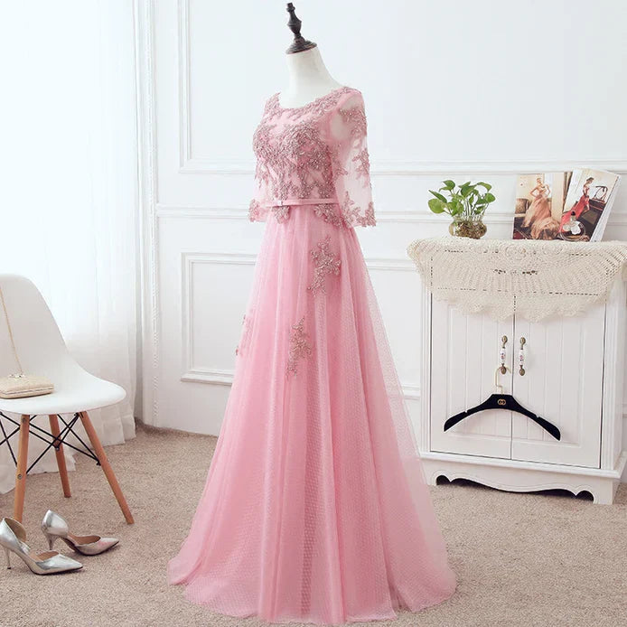 omberprom Tulle Elegant Party Dress with Lace A-line Formal Dress Bridesmaid Dress Prom Dress
