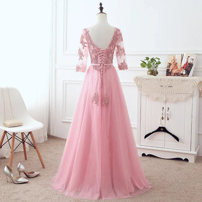omberprom Tulle Elegant Party Dress with Lace A-line Formal Dress Bridesmaid Dress Prom Dress