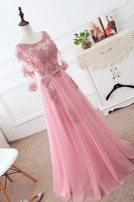 omberprom Tulle Elegant Party Dress with Lace A-line Formal Dress Bridesmaid Dress Prom Dress