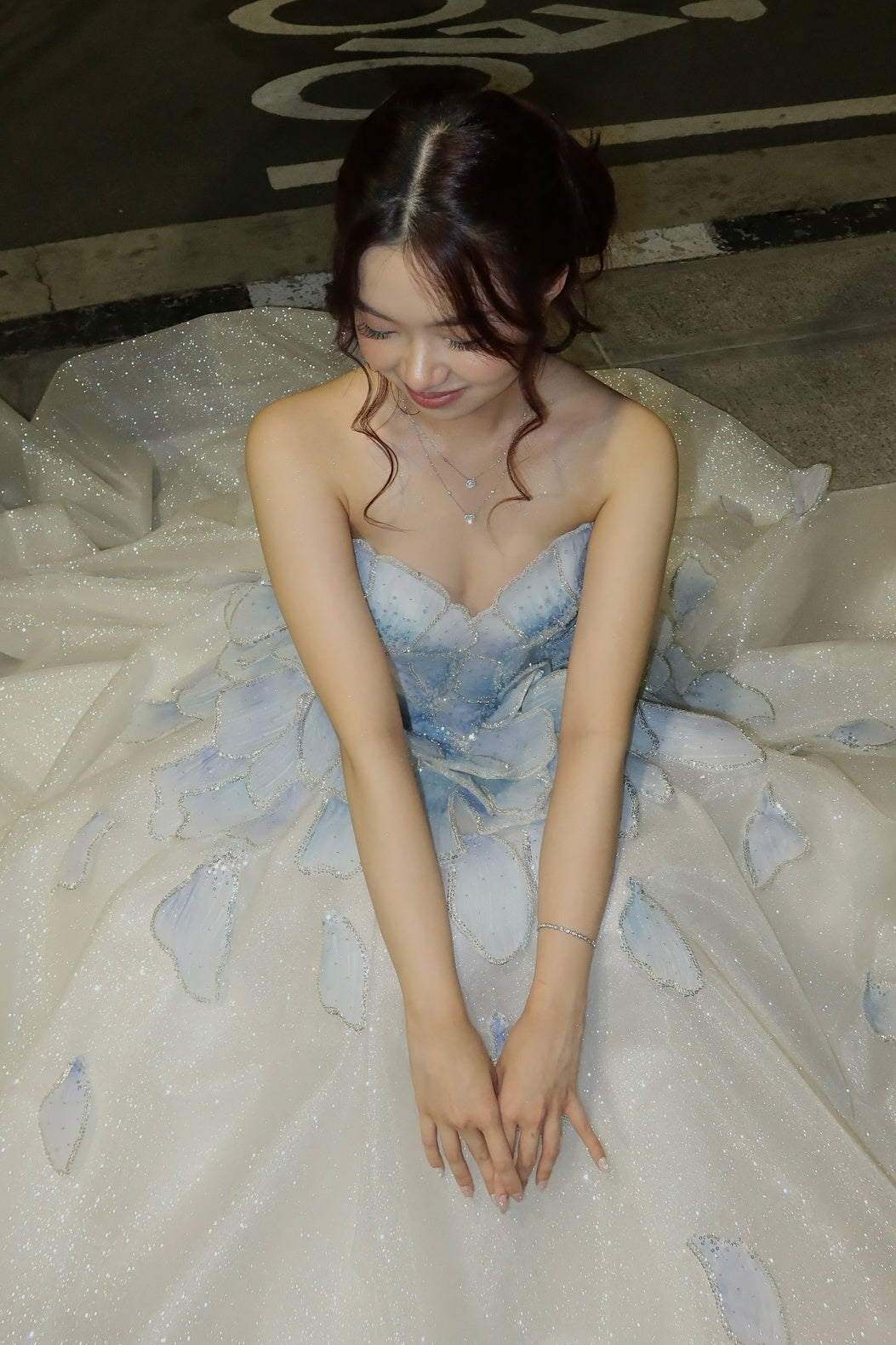 Princess A Line Sweetheart Light Blue Long Prom Dress with Beading