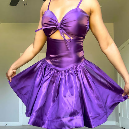 Purple A-line Homecoming Dress Spaghetti Straps Mini Party Dress,AST1901
