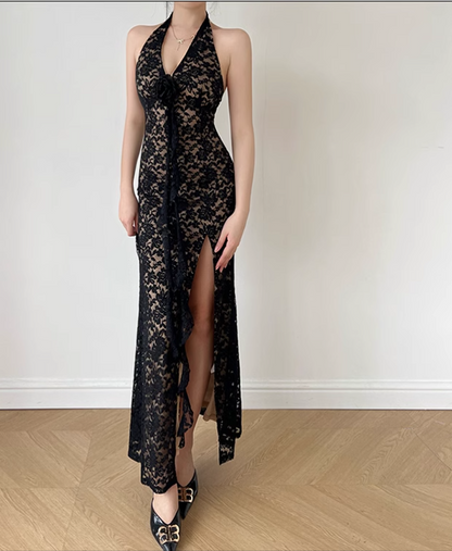 New French Summer Beach Holiday Sexy Mesh V-neck Dress TP2872