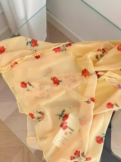 2025 Summer New Rose Lace Suspender Floral Dress Fishtail Long Dress French Holiday Dress R0268