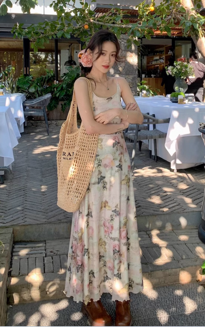 New Stylish Elegant Floral Design Spaghetti Strap Dress TP3006
