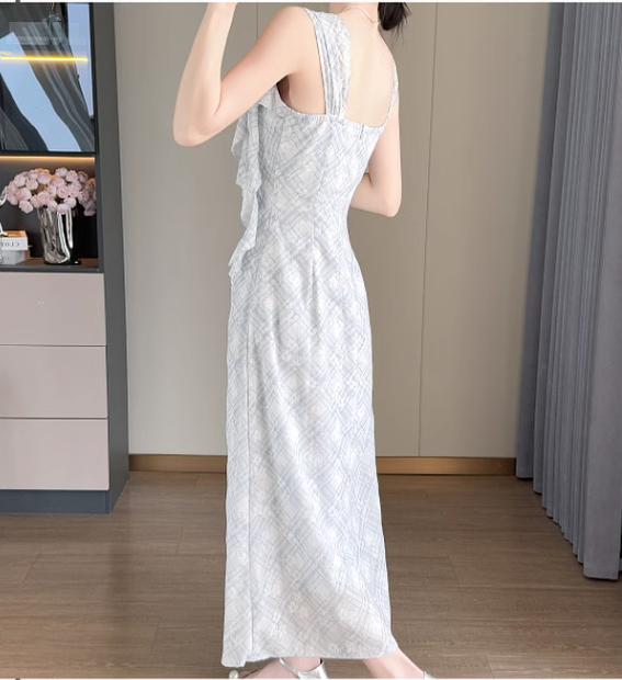 New Simple Elegant Floral Design Cardigan Spaghetti Strap Dress TP3067