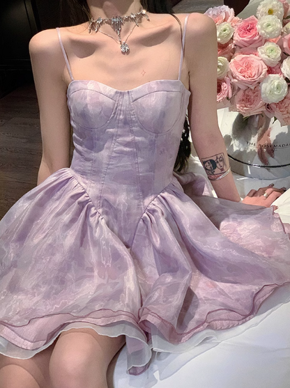 New Fashion Floral Design A-line Sleeveless Spaghetti Strap Puffy Dress TP3294
