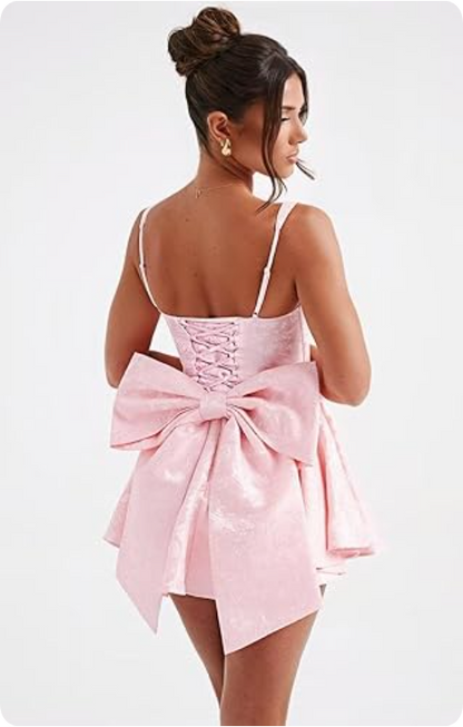 Vintage A-Line Bowknot Homecoming Dress Satin Party Dress Short Cocktail Dress TP4772