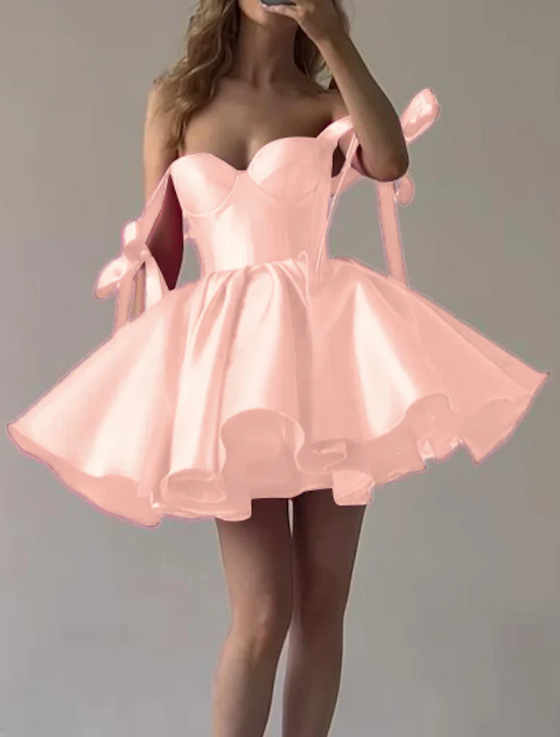 Vintage Sweetheart Straps A-Line Lace-up Homecoming Dress Party Dress Short Cocktail Dress TP4809