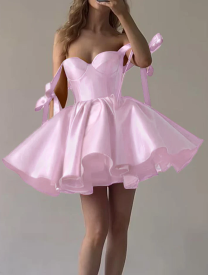Vintage Sweetheart Straps A-Line Lace-up Homecoming Dress Party Dress Short Cocktail Dress TP4809