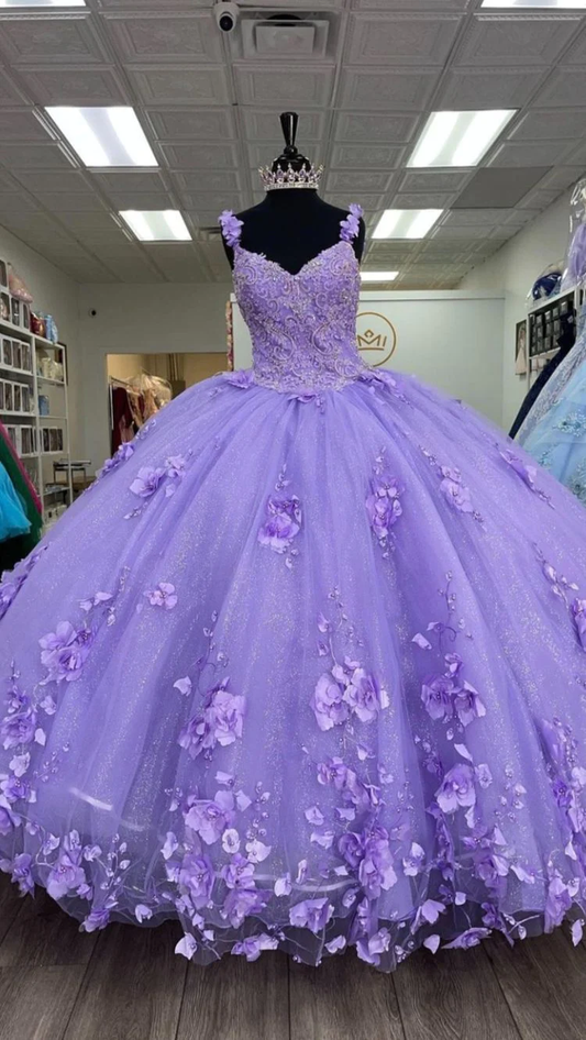 Princess Lilac Quinceanera Dresses,Sweet 16 Dress,Ball Gowns With Appliques