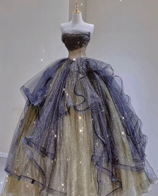 Women s tulle long ball gown prom dresses