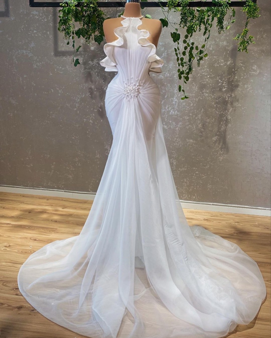 white evening dress tiered evening dress formal party dress wedding dress bridal gown