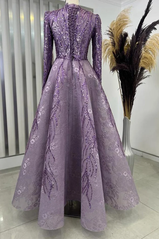 Embroidered Wedding Dress Muslim Evening Gown Prom Dress