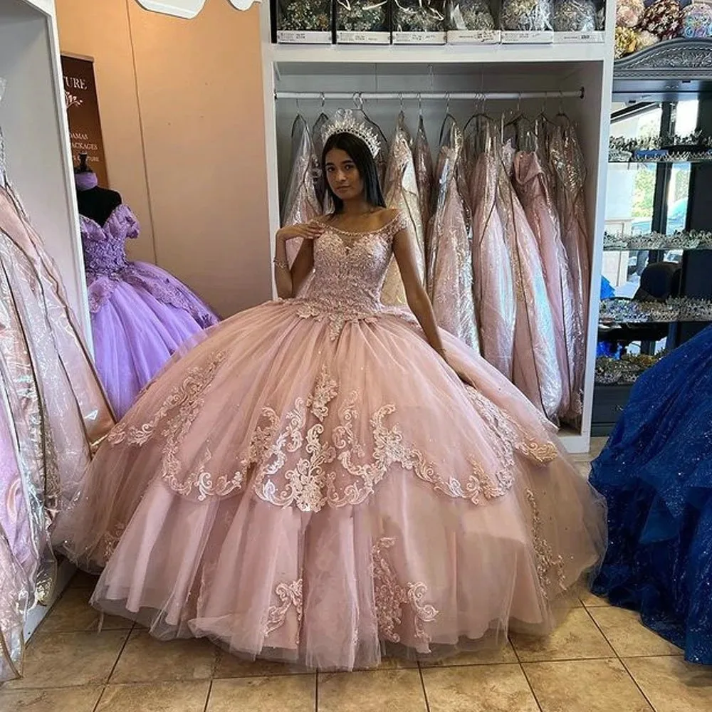 pink Quinceanera Dresses Ball Gown Formal Prom Graduation Gowns Princess Sweet 15 16 Dress