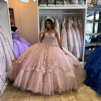 pink Quinceanera Dresses Ball Gown Formal Prom Graduation Gowns Princess Sweet 15 16 Dress