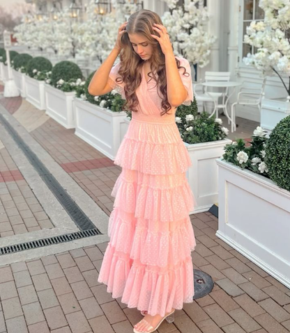 pink prom dress long evening formal gown