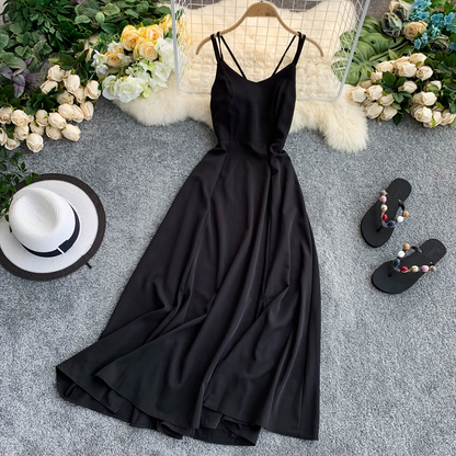 simple backless short summer women's dress P199