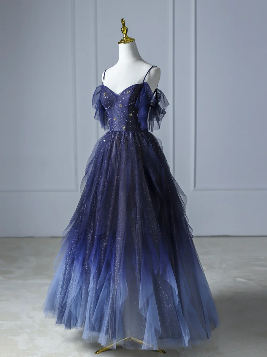 Beautiful Spaghetti Strap Evening Party Dress Grape Prom Dresses P677