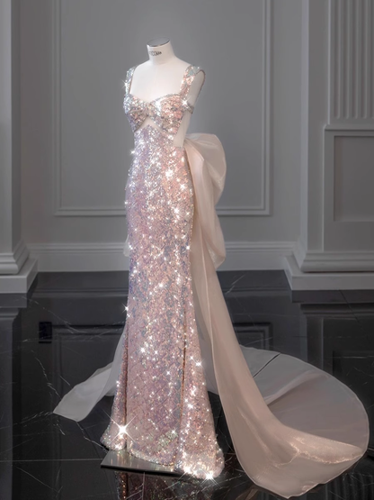 Luxury Mermaid Straps Sequin Long Prom Dress P567
