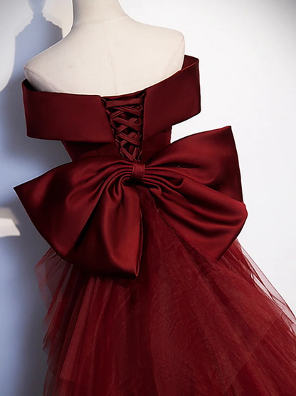 Mermaid Off Shoulder Evening Dress with Bow Prom Dress P617