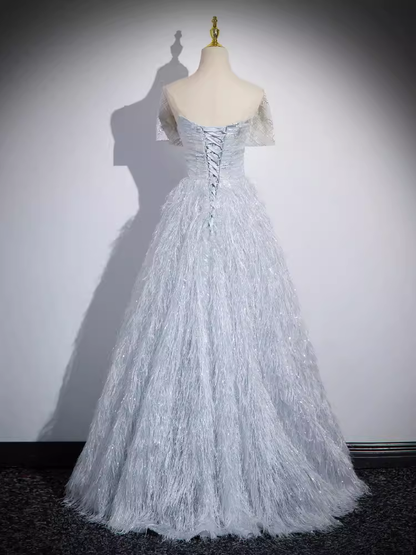 A line Off The Shoulder Evening Party Dress Sleeveless Prom Dress P776