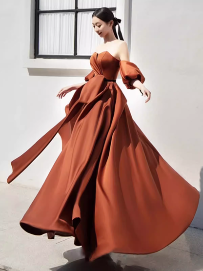 Sexy Ball Gown Off The Shoulder Party Dresses Satin Prom Dresses P955