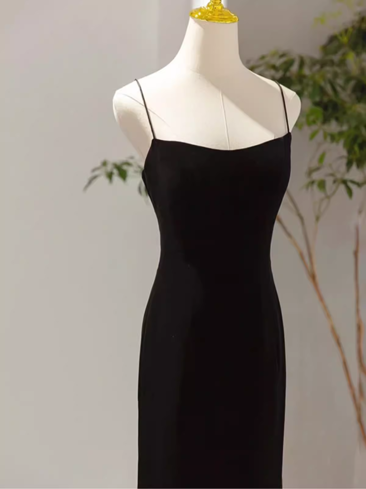 Mermaid Straps Black Velvet Long Prom Dresses P1013