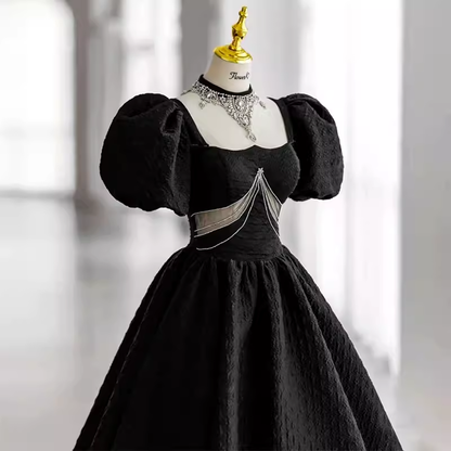Princess Ball Gown Black Lace Long Prom Dress P1055