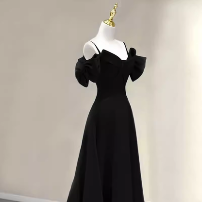 Elegant A line Black Long Prom Dresses Formal Evening Dress P1139