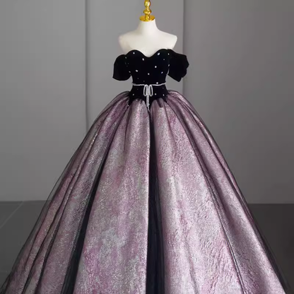 Ball Gown Sweet 16 Dress Off the Shoulder Satin Lilac Sweet 16 Dresses P1327