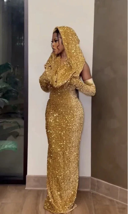 Enchanting Glittering Sequin Beaded Mermaid Halter-neck Prom Dress Party Dress Evening Dress TP4508