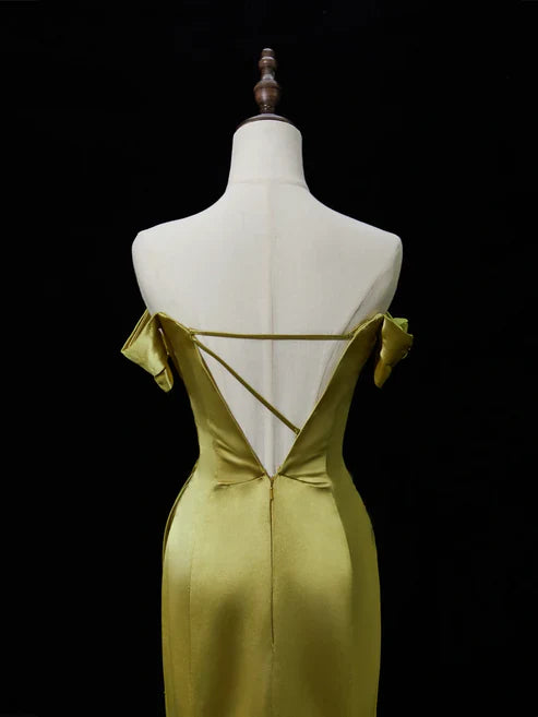 Elegant Satin Mermaid Evening Gown Strapless 3D Flowers Party Dress Long Formal Dress TP4961