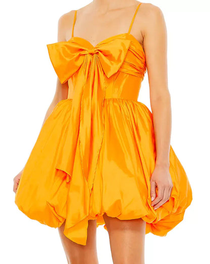 omberprom Lovely Orange A-Line Spaghetti Straps Homecoming Dress Cute Party Dress With Bow Wholesale