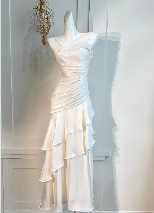 omberprom Elegant Formal Women's Dresses Spaghetti Straps Beige Mermaid Long Prom Dress Formal Party Gown