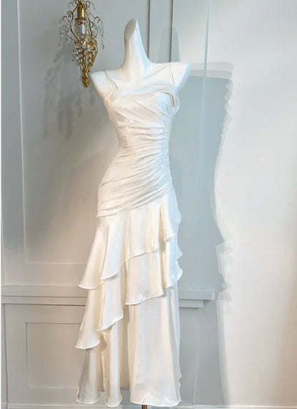 omberprom Elegant Formal Women's Dresses Spaghetti Straps Beige Mermaid Long Prom Dress Formal Party Gown