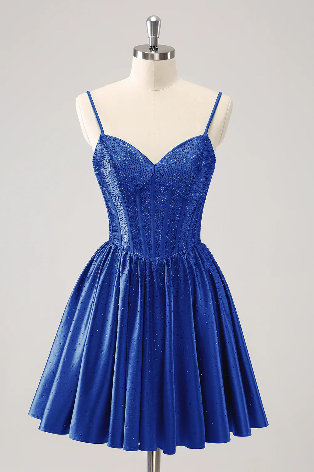 omberprom Short Homecoming Dress Cute Red A Line Spaghetti Straps Ruffle Corset with Beading