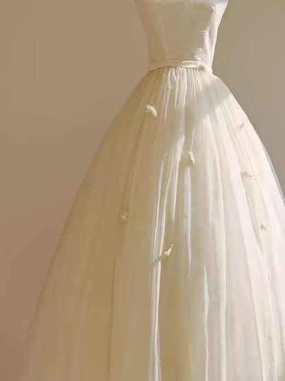 Vintage Ball Gown Bateau White Tea Length Wedding Dresses Brides Dress