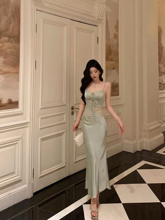Sexy Sheath Spaghetti Straps Green Prom Dresses Birthday Outfits Evening Gown