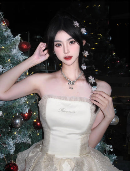 Chic Ball Gown Strapless Champagne Party Dress Birthday Dresses Birthday Outfits