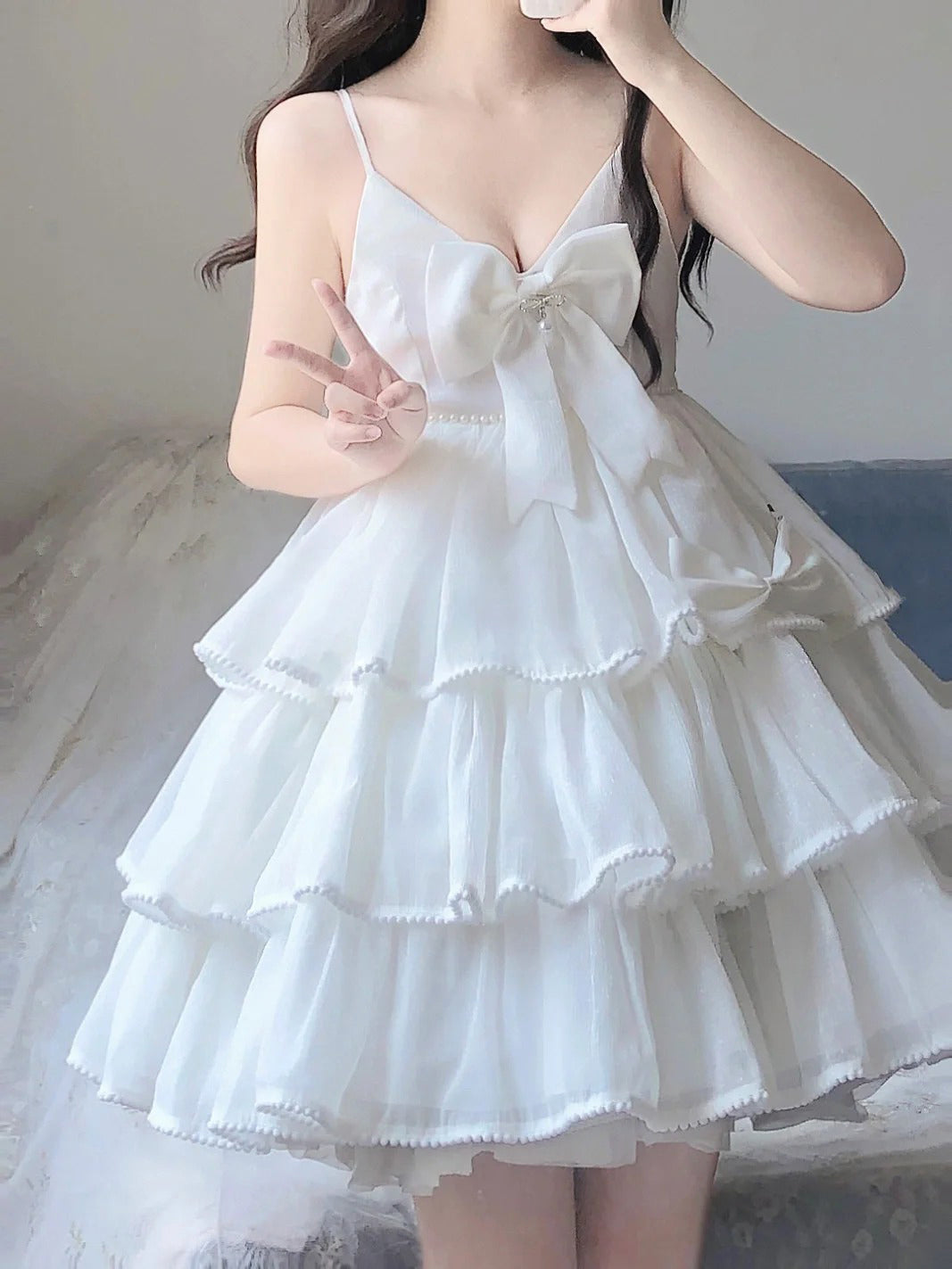 Sexy French Ball Gown Straps Holiday Dress White Short Birthday Dresses Birthday Outfits