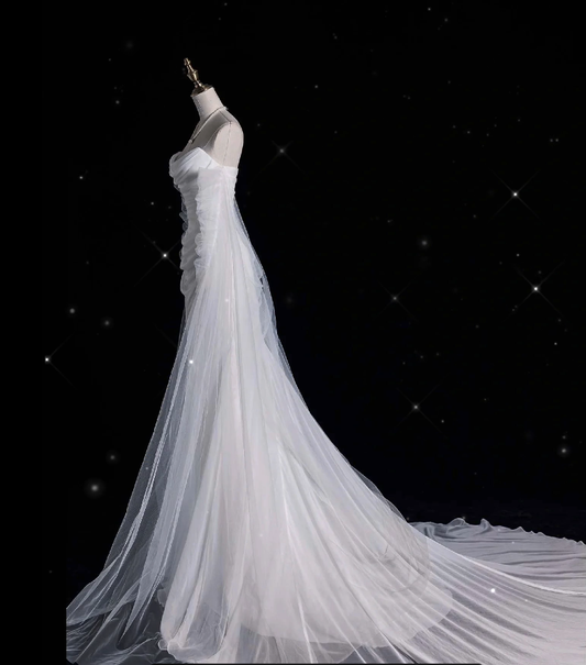 Elegant Mermaid Off The Shoulder White Wedding Dresses With Train Bridal Gowns