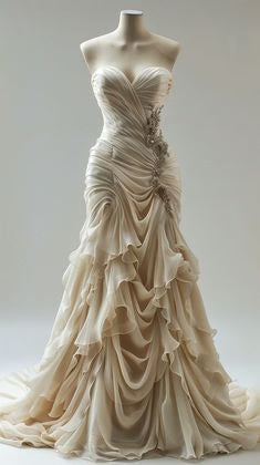 Elegant Sweetheart Beaded Ruffle Design A-Line Tulle Princess Wedding Dress TP4099
