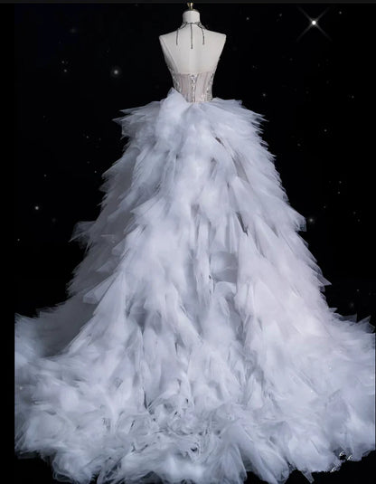 Vintage Sparkling Beaded Mermaid Design Strapless Princess Wedding Dress TP4101