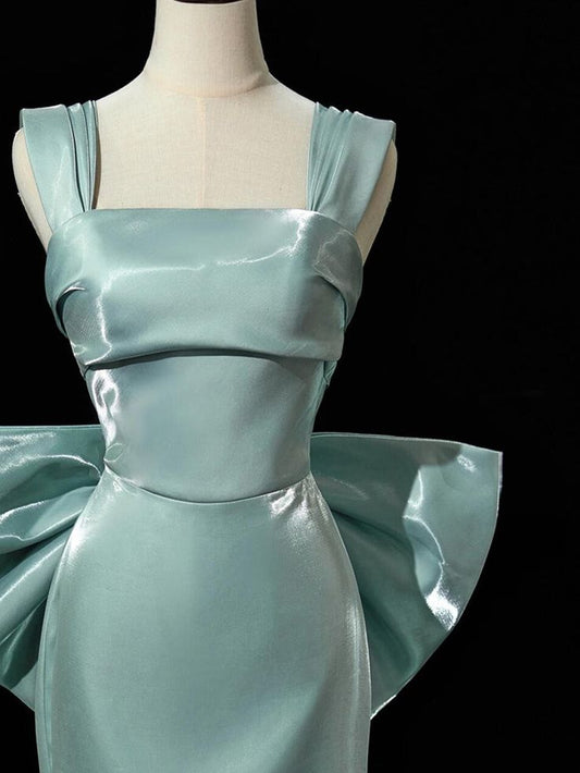 Simple Satin Long Prom Dress Long Formal Dress With Bow Evening Gowns