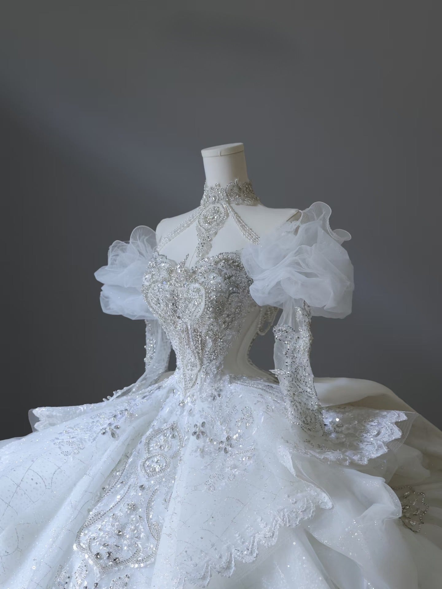 Timeless Ball Gown Off The Shoulder White Lace Long Sleeves Wedding Dresses Bridal Dress