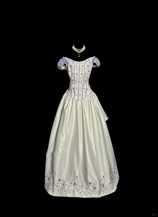 Aesthetic Ball Gown Off The Shoulder White Prom Dress Ruffle Long Party Dress