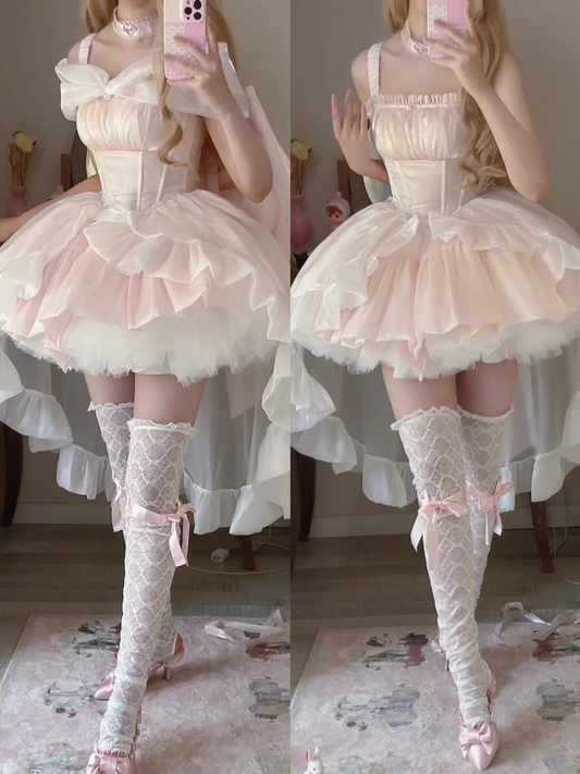 Retro Ball Gown Straps Short Pink Cocktail Dresses Birthday Outfits