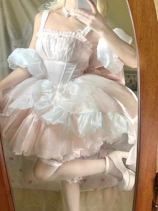 Cute Ball Gown Straps Short Pink Cocktail Dresses Birthday Outfits