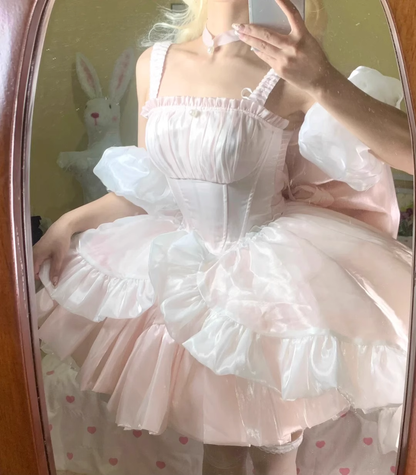 Cute Ball Gown Straps Short Pink Cocktail Dresses Birthday Outfits